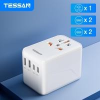 ราคา TESSAN หัวแปลงปลั๊กไฟ Universal Travel Adapter 35W 65W 100W มาพร้อม ช่อง USB C และ USB A รุ่น เดินทางไปญี่ปุ่น ฮ่องกง เกาหลี เหมาะสำหรับ iPhone Samsung Xiaomi MacBook (19543596147)
