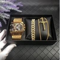 ราคา Oulm New Multi Time Zone Large Dial Luminous Mens Watch Steel Belt Leisure Quartz Watch Gold Watch BYUE (22509957260)