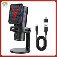 ราคา Gaming Microphone Professional Condenser Microphone RGB USB Wired Mic for PC Laptop Computer Podcast Gamer Karaoke (22831169265)