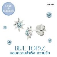 ราคา A CEMI ต่างหูเสริมดวง บลูโทแพซ Teeny Blue Topaz Star Earring มอบความสำเร็จ ความสำเร็จ (22238776764)