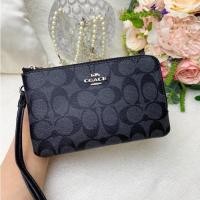 ราคา Coâćh ของแท้ 100 สุภาพสตรีชั้นสองคลัตช์ซิปข้อมือกระเป๋าโทรศัพท์กระเป๋าหนังใส่เหรียญ F87591 (22302412575)