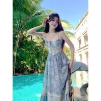 ราคา Dazzlin 2024 ชุดเดรสสายเดี่ยวลูกไม้วินจีนโบราณสำหรับฤดูร้อน Morandi ชุดเดรสยาวผ้าชีฟองลายดอกไม้สีฟ้าเซ็กซี่ (21768139146)