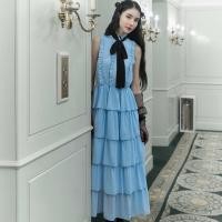 ราคา FLAT2112 FF0701 SUN SKY MAXI DRESS เดรสยาว แขนกุด แต่งระบายชั้นๆ (22055054765)