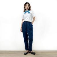 ราคา Best price PORTLAND กางเกงขายาว ปีกสมอ สีกรม Smocked Waist Linen Pants Navy (22802605166)