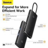 ราคา Baseus อะแดปเตอร์ฮับ รุ่น Lite Series อุปกรณ์เชื่อมต่อ ตัวขยายพอร์ต USB3 0 Type C HDMI PD SD TF (13378917759)