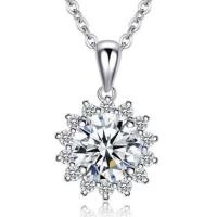 ราคา Moissanite Luxury Group set 1 2 Carat Diamond Pendant For Women Sunflower Necklace Pendant Platinum plated Jewelry (22593871502)