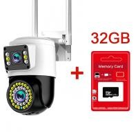 ราคา กล้องวงจรปิด กล้องสองเลนส์ WiFi หน้าจอคู่ 2กล้อง ดูพร้อมกันได้ Color Full HD 5ล้านพิกเซล กลางคืนภาพสี (23223871087)