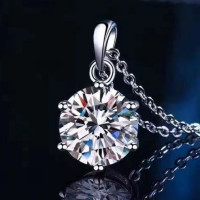 ราคา High looking Moissanite Necklace For Women 925 Sterling Silver Sparkling Stylish Simple Six claw Single Diamond Pendant For Girlfriend (22593695920)
