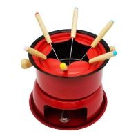 ราคา VEFM Red Mini Stainless Steel Fondue Pot Set Cheese Chocolate Fondue 6 Dipping Forks and Removable Pot Melts Candy Sauce Dip (22229001941)