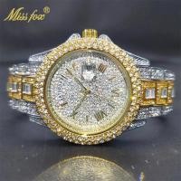 ราคา MISSFOX 18K Gold Men Luxury Designer Watch Diamond Date Day Just Ice Out นาฬิกาควอตซ์ Dropshipping (22539967326)