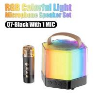 ราคา ใหม่ Q7 ไร้สายคู่ไมโครโฟนคาราโอเกะเครื่อง KTV DSP ระบบบลูทู ธ 5 3 PA ลำโพง HIFI สเตอริโอรอบทิศทางไฟ LED สี RGB รองรับการเล่นบัตร TF (23196487147)