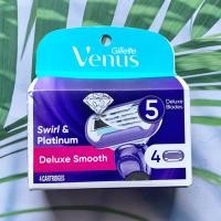 ราคา Gillette Venus Swirl Platinum Deluxe Smooth 5 Delux Blades 4 Cartridges ยิลเลตต์วีนัส ใบมีดโกน 5 ชั้น (13626532742)