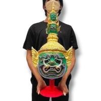 ราคา เศียรทศกัณฐ์ พญาทศกัณฐ์สิบหน้า งานเรซิ่นเขียนหน้างดงาม ขนาดสามารถครอบศีรษะได้ พร้อมขาตั้งเศียร (19897176146)