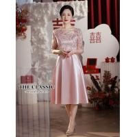 ราคา M 3XL The classic เดรสลูกไม้ออกงาน ใช้ผ้าลูกไม้เนื้อดีขึ้นลายปักดอกไม้ ลายแน่นปักชัดสวย (22974744159)