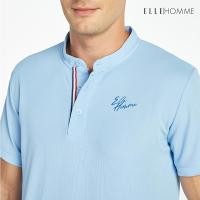 ราคา ELLE HOMME POLO เสื้อยืดโปโลคอจีน แขนสั้น แต่งเทปลายธงชาติฝรั่งเศส สีฟ้า W8K904 (22517452326)