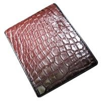 ราคา หนังแท้ ของแท้ กระเป๋าหนังจระเข้แท้ 2 พับสั้น มีล้วงหลังสำหรับเก็บบิล หรือสตังค์ได้ แบบเย็บ ไม่ถักขอบ (15404309461)