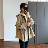 ราคา S XXL เทรนช์แจ็คเก็ตสั้นมีฮู้ดมีซิปกระเป๋าฤดูใบไม้ผลิแฟชั่นสบายๆฤดูใบไม้ร่วงหรูหราบางหลวมโอเวอร์ไซส์เสื้อโค้ทเสื้อกันลมสีดำขนาดใหญ่พิเศษสีกากี (21595069015)