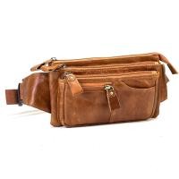 ราคา Chinatown Leather กระเป๋า ผู้ชาย หนังวัวแท้ คาดเอว สะพายหน้าอก ซิปยื่นหน้าสีน้ำตาลแทน สีดำ (14048737671)