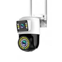 ราคา กล้องวงจรปิด กล้องสองเลนส์ WiFi หน้าจอคู่ 2กล้อง ดูพร้อมกันได้ Color Full HD 5ล้านพิกเซล กลางคืนภาพสี (23223871086)