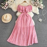ราคา Senji Initial Love ชุดยาว Retro WARM สไตล์ Ultra Fairy One Shoulder Off Shoulder Ruffles เอวสูง Slimming A Line Dress (22353007787)