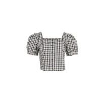 ราคา giordano เสื้อครอปคอเหลี่ยมลายตารางเเขนตุ๊กตา หลากสี A022 9 (21440483059)