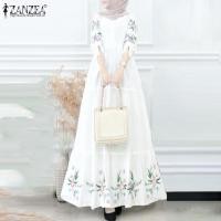 ราคา HijabFab ZANZEA ชุดมุสลิมสำหรับผู้หญิงเดรสชุดกระโปรงยาว Abaya คอกลมแขนยาวพิมพ์ลายดอกไม้สำหรับชุดเดรสทรงเอ (20321450133)