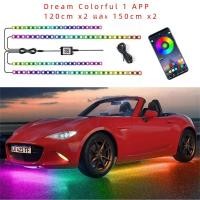 ราคา ไฟแถบไฟใต้ลำตัว LED แบบยืดหยุ่นได้โคมไฟสร้างบรรยากาศด้วยแอปไฟนีออน RGB ควบคุมด้วยรีโมทสำหรับตกแต่งรถยนต์ (21171140631)