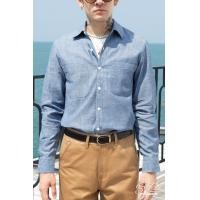 ราคา Simple Raw เสื้อเชิ้ต SL711 Blue Chambray (23047463358)