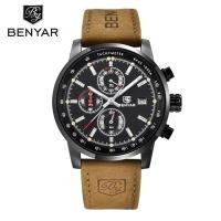 ราคา BENYAR WATCH 2024 Top Brand Sport Chronograph Quartz Watch Men Waterproof Leather Calendar Mens Watches Stainless Steel Luminous Clock 5102 (21806097384)