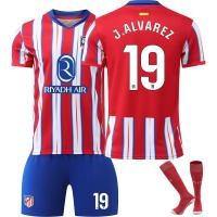 ราคา 2025 2425 Atletico Madrid Home Football Uniform No 7 Griezmann Jersey Suit No 19 Alvarez With Socks For Men (23010114992)