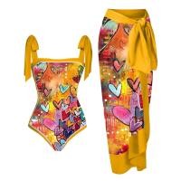 ราคา 2Pcs set Swimsuit Woman 2023 Women Vintage Colorblock Abstract Floral Print 1 Piece Swimwear 1 Piece Cover UP Two Piece Vintage Print Swimsuit Monokini (18636256079)