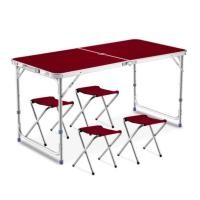 ราคา AT Market โต๊ะ โต๊ะปิคนิค โต๊ะพับ โต๊ะอลูมิเนียมพับได้ โต๊ะพับพร้อมเก้าอี้ โต๊ะอเนกประสงค์ แบบพกพา พร้อมเก้าอี้พับ 4 ตัว (4409666932)