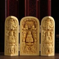 ราคา Leqing huangyang แกะสลักไม้งานฝีมือบ้านเจ้าแม่กวนอิมพระพุทธรูปตกแต่งไม้เนื้อแข็งแกะสลักมือชิ้นสามเปิดกล่องเครื่องประดับ (14105515569)