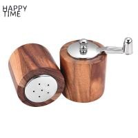 ราคา HAPPY TIME Wooden Salt and Pepper Grinder2Pcs Salt Pepper Grinder and Shaker Set One Pepper Mill and One Salt Shaker Wood Body with Adjustable Grinder (22982945469)