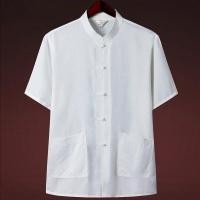 ราคา เสื้อเชิ้ตแขนสั้นผู้ชายสไตล์จีน ผ้าฝ้าย ผ้าลินิน ฤดูร้อน เสื้อผ้าพ่อปู่ ชุดฮั่นฝู เสื้อคุณปู่สบาย ระบายอากาศได้ดี (21162124017)