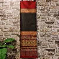 ราคา 10 ผ้าไหมแกมฝ้าย ผ้าทอทั้งผืน ลายตีนจกเชียงแสน สีดำแดง (22070356023)