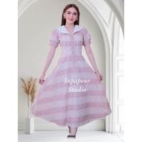 ราคา งานป้าย Bellita K954 การันตีเสื้อผ้าคุณภาพ ชุดเดรสยาวแต่งกระดุมหน้าแขนตุ๊กตาปกกะลาสีลูกไม้ฉลุ ผ้านิ่ม ใส่ไปเที่ยว ทำงาน (23255366310)