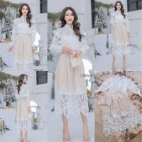 ราคา พร้อมส่ง S M ป้าย Orange Juice Set เสื้อ กระโปรง แต่งลูกไม้อย่างดี งานสวยมาก (17334102405)