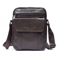 ราคา THAILEATHERGOODS กระเป๋าสะพายข้างผู้ชายหนังแท้ กระเป๋าสะพายพลาดลำตัว รุ่นฝาหน้าทรงตั้ง (1641790331)