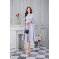 ราคา 6 สี ชมพู ครีมทอง น้ำเงิน ดำ เทา ขาว ฟ้า ชุดเดรสออกงาน สวยเรียบหรู ชุดเดรสแขนสี่ส่วนคอกลม กระโปรงทรงเอ กระโปรงทรงเจ้าหญิงสวยมากค่ะ S 3XL (18885993258)