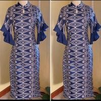 ราคา เดรสผ้าพิมพ์ลายไทย เดรสสีแดง Arunpron ชุดเดรสแขนสามส่วน (21331675803)