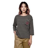 ราคา PORTLAND เสื้อยืดลายริ้ว แขน 3 ส่วน มี 2 สี 3 4 Sleeves Boat Neck with Embroidery (23114686133)