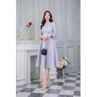 ราคา 6 สี ชมพู ครีมทอง น้ำเงิน ดำ เทา ขาว ฟ้า ชุดเดรสออกงาน สวยเรียบหรู ชุดเดรสแขนสี่ส่วนคอกลม กระโปรงทรงเอ กระโปรงทรงเจ้าหญิงสวยมากค่ะ S 3XL (18885993257)