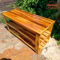 ราคา HNGM ชั้นวางของไม้สัก ชั้นวางทีวี 100 40 สูง 50 ซม งานไม้สักแท้ สีเคลือบใส (19873634974)