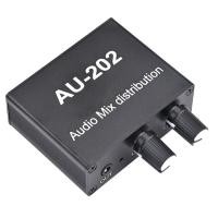ราคา AU 202 2 Input 2 Output Stereo Mixer Audio Distributor for Headphone External Power AMP Volume Alone Control (21417644261)