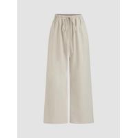 ราคา Cider Linen blend Low Rise Solid Knotted Wide Leg Trousers (22199476915)