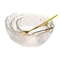 ราคา Transparent Glass Salad Fruit Bowl Salad Dessert Mixing Bowl with Gold Inlay Edge (23021041987)