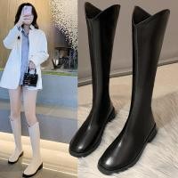 ราคา รองเท้าบูทสั้นสตรีเข่าสูง รองเท้าบูทเข่ามีซิปหนังตรง รองเท้าบูทยาว รองเท้าบูทดูผอมผญแฟชั่นแม (22526606075)