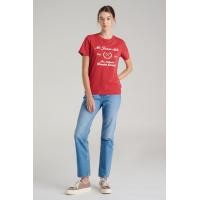 ราคา Mc jeans เสื้อยืดแขนสั้นผู้หญิง คอกลม สีแดง MTTZ789 (22370247954)