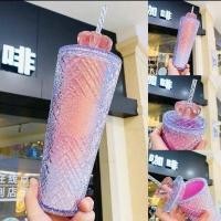 ราคา Startbuck ขาตั้งกล้อง Starbuck วันวาเลนไทน์ประกายมงกุฎคู่แก้วพลาสติกพร้อมหลอดสาวสีชมพูหัวใจกระบอกน้ำความจุสูง (21506752406)